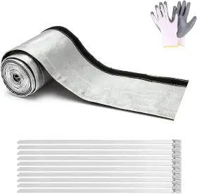 Ummickl 719081645610 Aluminized Heat Shield Fuel Line Sleeve - 2.2 Inch I.d. X 3.3ft With 10 Stainless