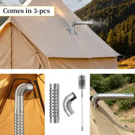 Unho C4ds543s4gw21 Camping Wood Burner Stove Accessories Stainless Steel Elbow Chimney Pipe Brush