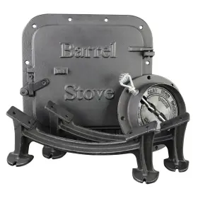Us Stove 445042055046 Barrel Kit Door Leg Steel Drum Wood Heater Fireplace Converter Cast Iron