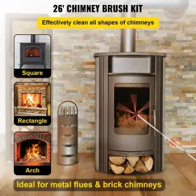 Vevor 197988040200 26ft Chimney Sweep Kit 8m Sooteater Cleaning Professional #2 Vevor 197988040200 26ft Chimney Sweep Kit 8m Sooteater Cleaning Professional #2