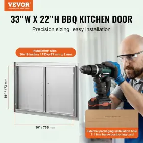 Vevor 601707150632 Bbq Access Door 33w X 22h Inch Double Silver #2 Vevor 601707150632 Bbq Access Door 33w X 22h Inch Double Silver #2