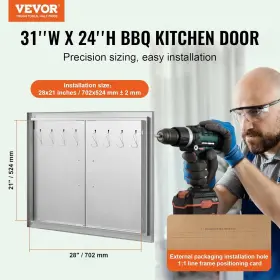 Vevor 719034811888 Bbq Double Access Door 31w X 24h Inch Silver #2