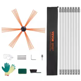 Vevor 744110484588 26 Ft. Chimney Sweep Kit With 8 Reinforced Nylon Flexible Rods 360-degree Cleaning