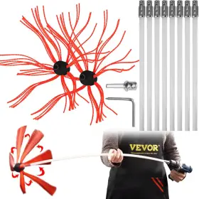 Vevor 744110753820 Chimney Sweep Kit 26 Ft. Brush With 8 Nylon Flexible Rods And 2 Brus