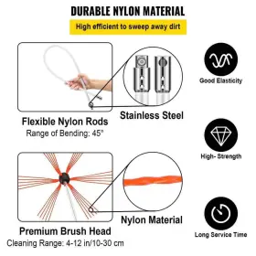 26ft.l Vevor 754194651998 Chimney Sweep Kit Cleaning Tool Kits With 8 Nylon Flexible Rods Chim #3 26ft.l Vevor 754194651998 Chimney Sweep Kit Cleaning Tool Kits With 8 Nylon Flexible Rods Chim #3