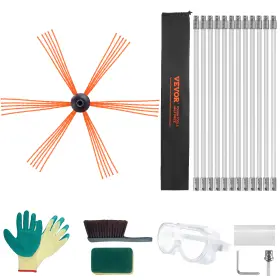 Cb12 Vevor 840349980638 39 Ft Chimney Sweep Kit Rotary Brush 12 Nylon Flexible Rods Fit Most Pipes