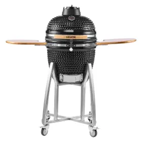 Vevor Au-18 Charcoal Grill And Smoker Ceramic Bbq Smokers With 4 Wheels Thermometer