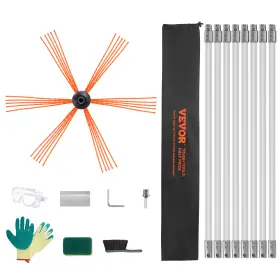 Cb08 Vevor 26 Ft Chimney Sweep Kit Rotary Brush 8 Nylon Flexible Rods Fit Most Pipes