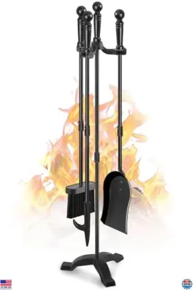 Visit The Gtongoko Store Gt-blgj-4 30 Inch Black Wrought Iron Tool Set - 4-piece Poker Shovel Brush Stand