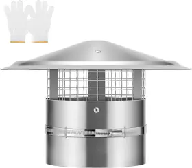 Vivohome 445029062098 6 Inch Cone Top Chimney Cap With Screen Round Roof Rain Cover Gal