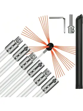 Vivohome 629722760759 Chimney Sweep Cleaning Brush Tool Kit With 10 Reinforced Nylon Flexible Rods