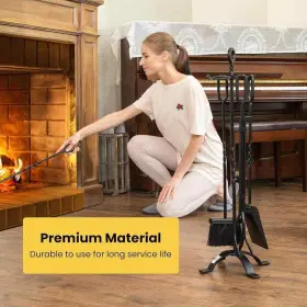 Vh1124 Vivohome 5-piece Wrought Iron Fireplace Tool Set With Poker Grabber Broom Shovel #2 Vh1124 Vivohome 5-piece Wrought Iron Fireplace Tool Set With Poker Grabber Broom Shovel #2