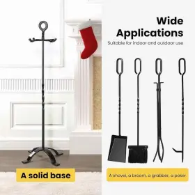 Vh1124 Vivohome 5-piece Wrought Iron Fireplace Tool Set With Poker Grabber Broom Shovel #3 Vh1124 Vivohome 5-piece Wrought Iron Fireplace Tool Set With Poker Grabber Broom Shovel #3