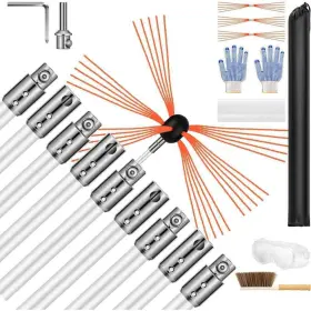 Vivohome Vh1604 30ft.fireplace Cleaner Flexible Chimney Sweep Kit With 9 Rods And 3 Replaceable Bri