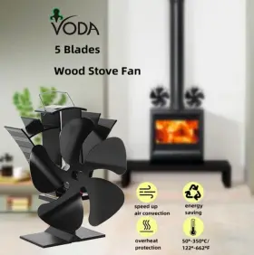 Vdsf695pb Voda 5 Blade Heat Powered Stove Fan For Wood/log Burner/fireplace New #3