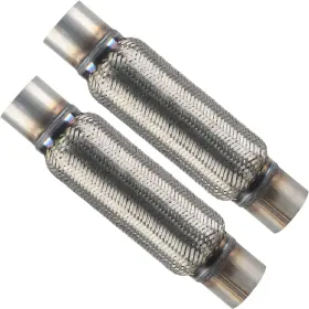 P-5682 Wasaett 2pcs Heavy Duty Exhaust Flex Pipe Stainless Steel Double Braid 2 Inch X 10 Overal