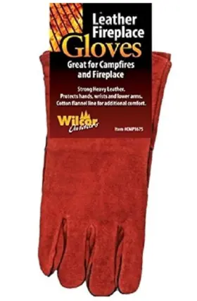 Cmp1675 Wilcor Outdoors Fireplace Gloves Woodstove Camp Fire Leather 14 Inch