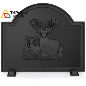 Vk24-294deer Willow Weave 20 Inch Cast Iron Firebacks For Fireplace Deer Black
