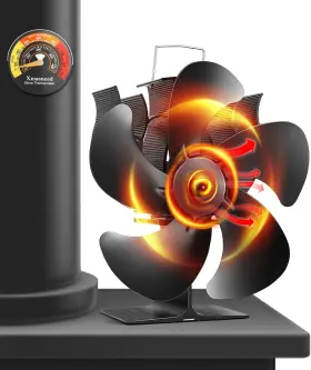 Xmasneed 313029788744 Wood Stove Fan Fireplace For Burning Heat Powered Sto