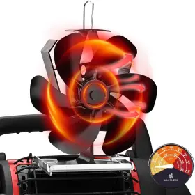 Xmasneed 705353632297 Heat Powered Wood Stove Fan With Magnetic Thermometer 6 Blades