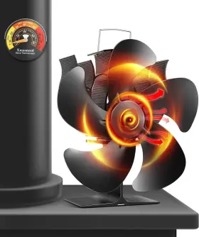 Xmasneed 727536897514 Wood Stove Fan Fireplace For Burning Heat Powered