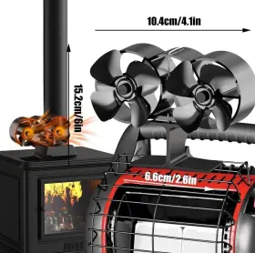 900b2 Zhengxoo 8-blade Heat-powered Wood Stove Fan Dual Motor For Fireplace Or Log Burner 900b2 Zhengxoo 8-blade Heat-powered Wood Stove Fan Dual Motor For Fireplace Or Log Burner