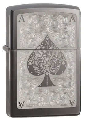 B0074g4y0k Zippo Spade Card Filigree Black Ice Windproof Pocket Lighter New