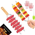 Skewers For GRILLING,2 Pcs - 17 Inch Double Pronged Kabob With Wooden.... Fixed Price $27.38.