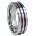 6MM Patriot Ring Tungsten Carbide Thin Red Blue Line Fire POLICE5 7 9 10 14 15. Fixed Price $15.19.