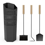 Bonnary Fireplace Tools Set Indoor, 4-PIECE With Hexagonal Stand & Black. Fixed Price $57.99.