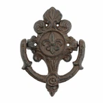 Cast Iron Fleur De Lis Door Knocker Scrolls Accent Rustic Victorian Style Brown. Fixed Price $16.16.
