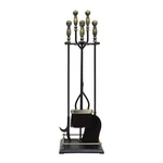 Achla Designs 30.5" Tall 5-PIECE Black & Antique Brass Oxford Fireplace Set Tool. Fixed Price $134.99.