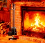 Beauty Fireplace Tools Set 4 Pieces Black Wrought Iron For.... Fixed Price $57.19.