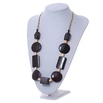 Round And Square Wood Bead Cord Necklace (brown/ Natural) - 80CM. Fixed Price $13.41.