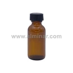 Boston Round 1 Oz Amber Glass Bottles With Poly Cone Lined Black Caps. Fixed Price $94.99.