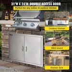 Vevor Bbq Double Access Door 31W X 24H Inches,stainless Steel Wall Construction. Fixed Price $98.99.
