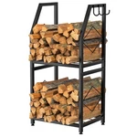 Vygrow Firewood Rack For Indoor, 2-TIER Holder With 3 15.7"W, Black. Fixed Price $48.64.