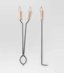 2PC Tongs And Fire Poker Tool Set Black - Threshold. Fixed Price $20.00.