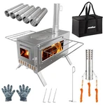 Hot Tent Stove, Unho Wood Burning Portable 15.7*7.6*9.5 In, Silver. Fixed Price $215.69.