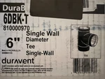Duravent 6DBK-T Durablack In. Tee With Clean-out Cap. Fixed Price $88.88.
