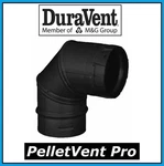 Duravent Pelletvent Black Chimney 3" Degree Elbow 3PVL-E90B *. Fixed Price $70.00.
