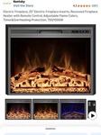 Kentsky 25" Electric Fireplace Insert Black, Remote, Adjustable Flame, 750/1500W. Fixed Price $135.00.