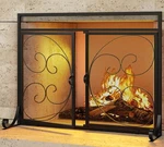 Kingson Flat Fireplace Screen With Hinged Doors Handcrafted Wrought Iron Clas.... Fixed Price $103.22.