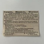 M. H. Simpson Carpets Blankets Worsted 1860 Boston Clipping TAJ7-S66. Fixed Price $13.50.