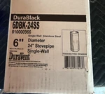 6DBK-24SS 6" Inner Diameter Durablack Stove Pipe Single Wall 24", Stainles. Fixed Price $37.50.