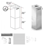 Zline Wall Chimney Extension Up To 12 Ft Ceiling For Models 597I-304 (2PCEXT). Fixed Price $249.99.
