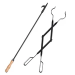 Heavy Duty 32 Pit Campfire Poker Stick & 26 Fireplace Tongs Set. Fixed Price $45.37.