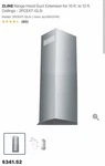 Zline Chimney Extension Up To 12FT Ceiling For Models (2PCEXT-GL5I). Fixed Price $295.00.