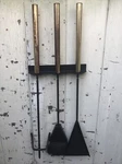Mid Century George Nelson Style Black/brass Fireplace Wall Mounted 4 Pc Tool Set. Fixed Price $150.00.