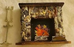 Dollhouse Miniature Vintage Artisan Stone Fireplace W/ Wood & Toolset. Fixed Price $48.99.